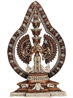 12" Tibetan Buddhist Deity Thousand Armed Avalokiteshvara Brass Statue | Handmade | Made in India