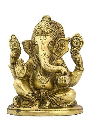 4" Bhagawan Ganesha Small Statue in Brass | Handmade | Made in India