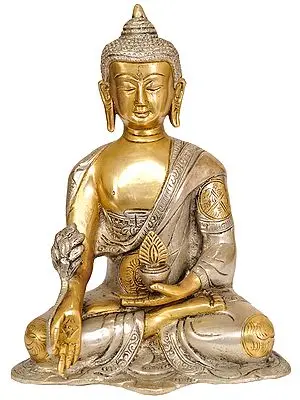 8" Medicine Buddha (Tibetan Buddhist Deity) In Brass | Handmade | Made In India
