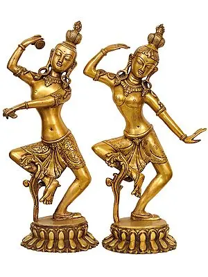 17" Dancing Shiva and Parvati (Pair) In Brass | Handmade | Made In India