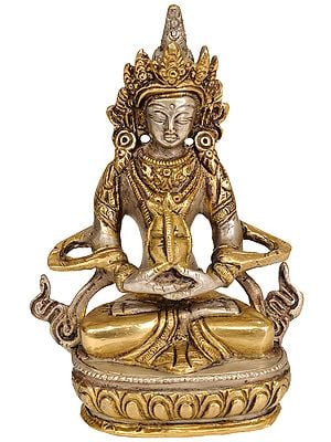 5" Amitabha Buddha Brass Statue | Handmade Tibetan Buddhist Deity Idol | Made in India