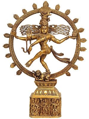 23" Nataraja Pedestal Decorated with Different Forms of Shiva In Brass | Handmade | Made In India