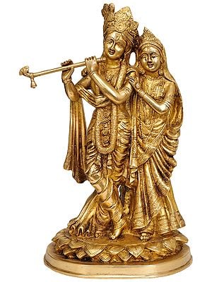 14" Radha Krishna In Brass | Handmade | Made In India