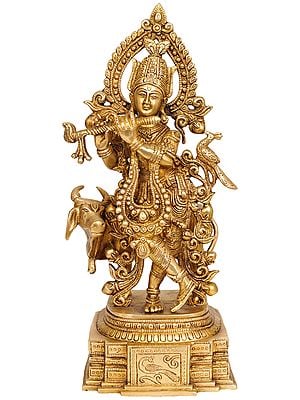 14" Venugopala Brass Statue | Handmade | Made in India
