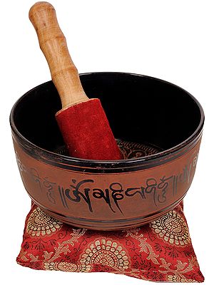 Tibetan Buddhist Singing Bowl with the Image of Buddha Inside and Mantras Outside