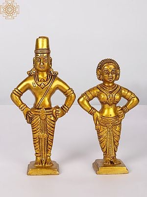 Lord Vitthal or Panduranga and Rukmini Statue in Brass | Handmade | Made in India