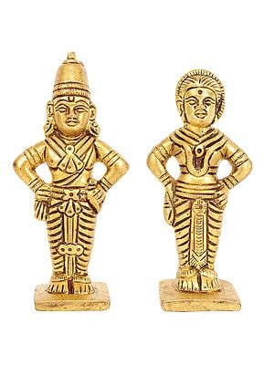 4" Lord Vitthal or Panduranga and Rukmini In Brass | Handmade | Made In India
