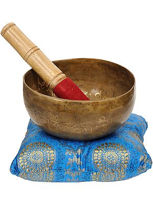 Tibetan Buddhist Singing Bowl with the Image of Buddha