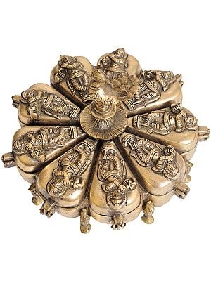 7" Brass Peacock Box with Krishna | Handmade | Made in India