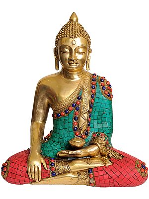 14" Lord Buddha in the Earth Touching Gesture In Brass | Handmade | Made In India