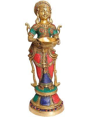24" Deeplakshmi Brass Statue | Handmade | Made in India