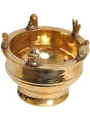 3" Ritual Bowl with Shaivite Figures In Brass | Handmade | Made In India