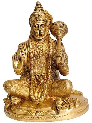 7" Blessing Hanuman In Brass | Handmade | Made In India