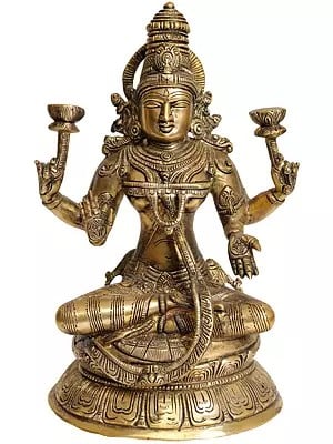 10" Goddess Lakshmi In Brass | Handmade | Made In India