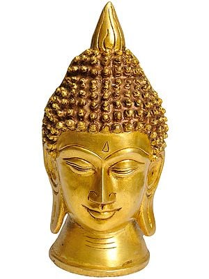 7" Lord Buddha Head In Brass | Handmade | Made In India