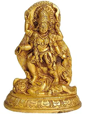 5" Temple Mother Goddess Kali In Brass | Handmade | Made In India