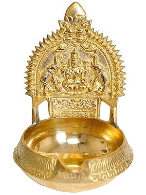 5" Gajalakshmi Lamp In Brass | Handmade | Made In India