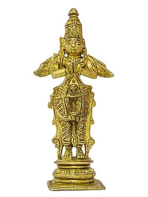 4" Standing Garuda Brass Sculpture | Handmade | Made in India