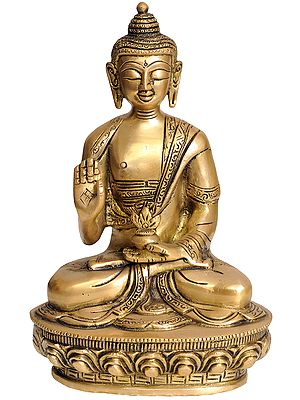 8" Blessing Buddha In Brass | Handmade | Made In India
