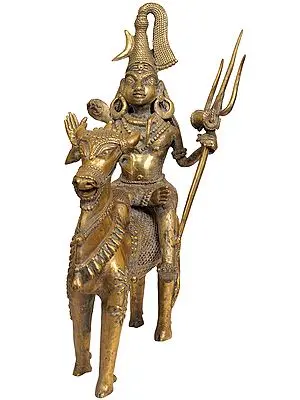 Tribal Shiva Seated on Nandi
