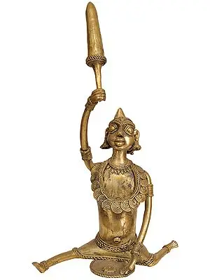 13" A Tribal Kalabaji (Acrobatics) In Brass | Handmade | Made In India