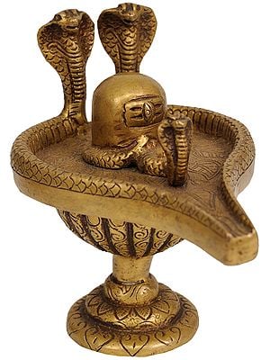 4" Shiva Linga with Twin Snakes in Brass | Handmade | Made in India