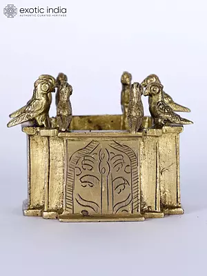 Small Birds Design Flower Port in Brass