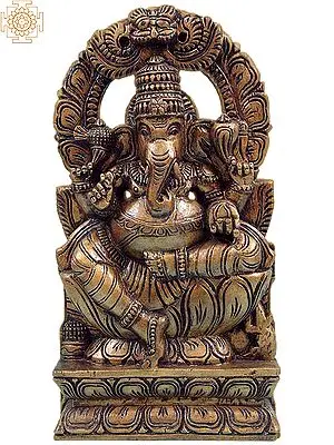 Swarna Ganesha Wooden Sculpture - Carved from Antiquated South Indian Temple Wood