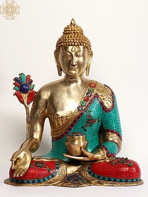23" Tibetan Buddhist Deity - Large Size Medicine Buddha In Brass | Handmade | Made In India