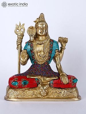 8" Mahayogi Shiva Idol in Ashirwad Mudra | Handmade Brass Statue