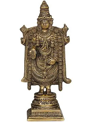 7" Lord Venkateshvara as Balaji at Tirupati In Brass | Handmade | Made In India