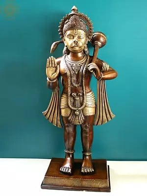 36" Large Size Hanuman Granting Abhaya (Large Size) In Brass