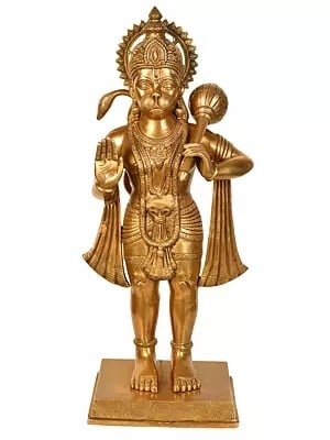 36" Large Size Hanuman Granting Abhaya (Large Size) Brass Statue