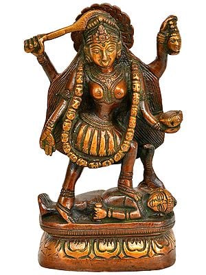 6" Goddess Kali Statue In Brass | Handmade | Made In India