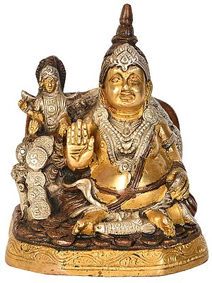 6" Bhagawan Kubera with Lakshmi In Brass | Handmade | Made In India