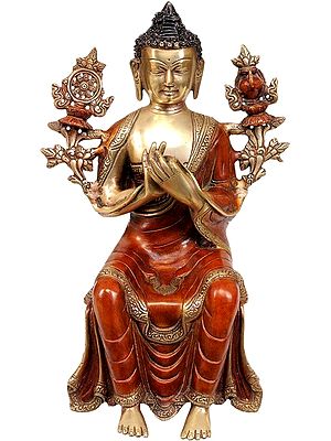 14" The Future Buddha Maitreya (Without Base) In Brass | Handmade | Made In India
