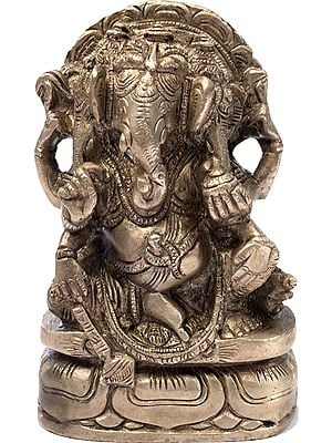 4" Trimukha Ganesha (Small Statue) In Brass | Handmade | Made In India
