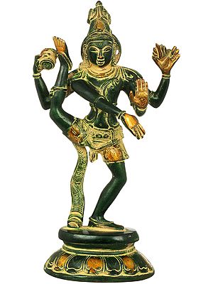 12" Exquisite Rudratandava Brass Sculpture – Divine Dance of Lord Shiva, Handmade in India