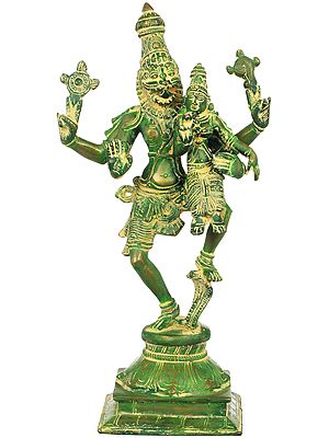 11" Narasimha Brass Idol with Lakshmi & Snake | Handmade Hindu Statue | Made in India