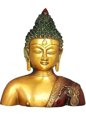 9" Brass Buddha Bust | Tibetan Buddhist Deity Statue | Handmade | Made in India