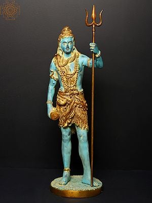 26" Standing Shiva, Wielding His Trident | Brass Statue