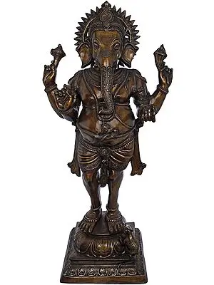 51" An Unconventional Image Of Lord Ganesha In Brass | Handmade | Made In India