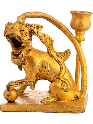 Roaring Lion Brass Candle Stand