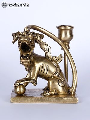 Roaring Lion Brass Candle Stand