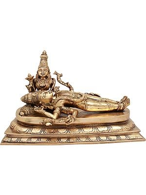 11" Lord Shiva In Bhuneshwari Devi's Lap After Drinking Halahal Poison | Brass Statue | Handmade | Made In India