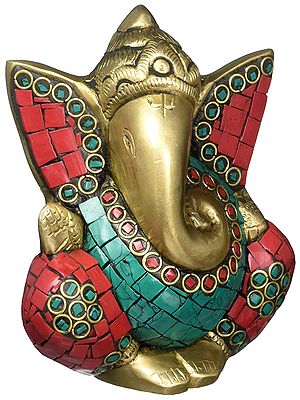 Ganesha, His Tiny And Adorable Form Done Up In Generous Inlay