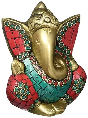 Ganesha, His Tiny And Adorable Form Done Up In Generous Inlay