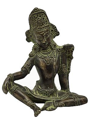 4" Seated Indra, The Head Lowered | Handmade Brass Idols | Made In India
