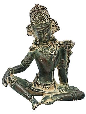 4" Seated Indra, The Head Lowered | Handmade Brass Idols | Made In India