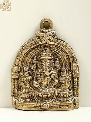 4" Small Brass Blessing Ganesha Wall Hanging